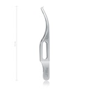 Pinza de iris/sutura BARRAQUER (Colibri), 0,4 mm, L 7,5 cm, 1 x 2 dientes, 45°, con plataforma