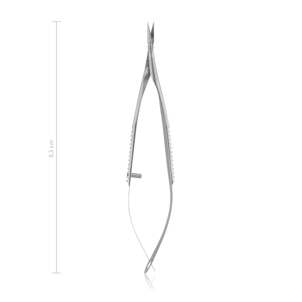 [172010] Tijeras de capsulotomía VANNAS, puntiagudas, hojas curvadas de 7,0 mm de largo, longitud 8,5 cm