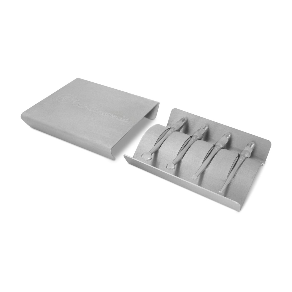 [175115] Periosteal elevator set consisting of 4 periosteal elevator blades (2, 4, 6 and 8 mm) + sterilisation container