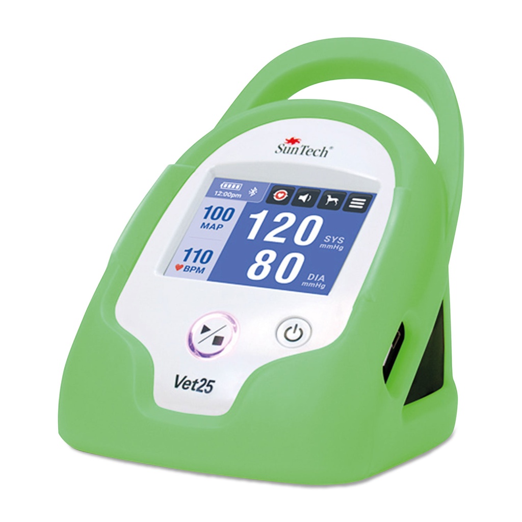 SunTech VET25 állatorvosi vérnyomásmérő (zöld kivitel), tartozékokkal: 6 db mandzsetta, vérnyomáscső, hálózati tápegység, Li-ion akkumulátor és védőburkolat