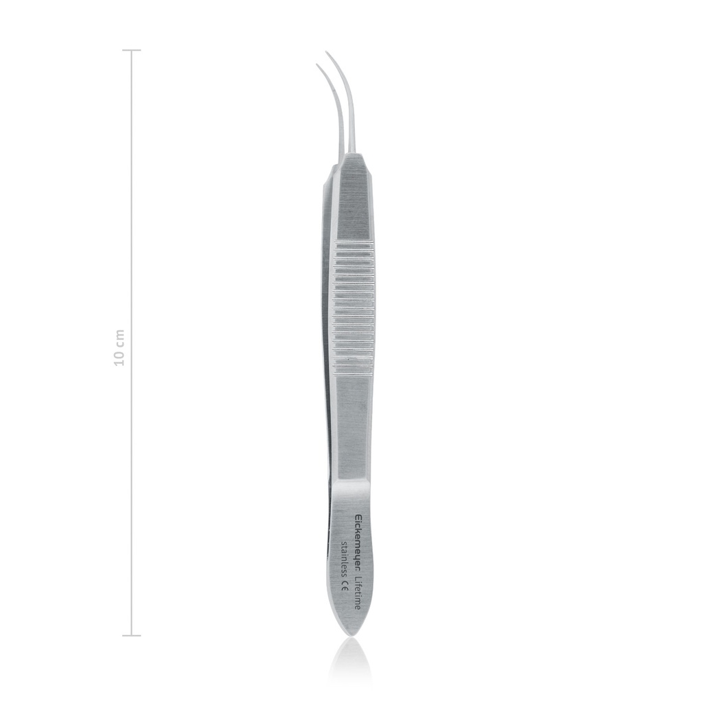 [172035] Pinzas de hilo Harms sin dientes, curvas, plataforma de 6 mm para hilo de 7-0 a 9-0, curva de 10 cm