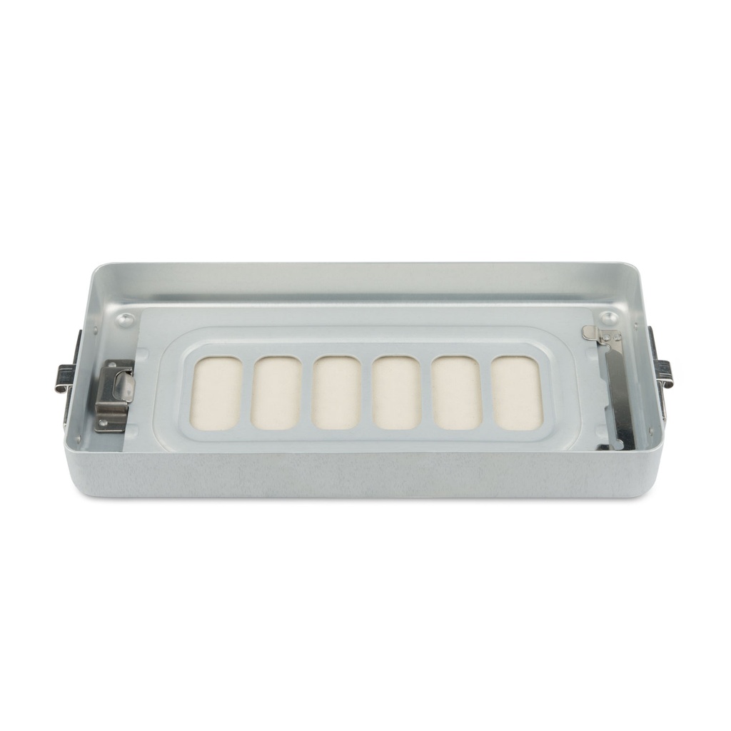 [500613] Base de 3,5 cm de hauteur pour petit récipient, perforée, plate, 300 x 140 x 30 mm, grise