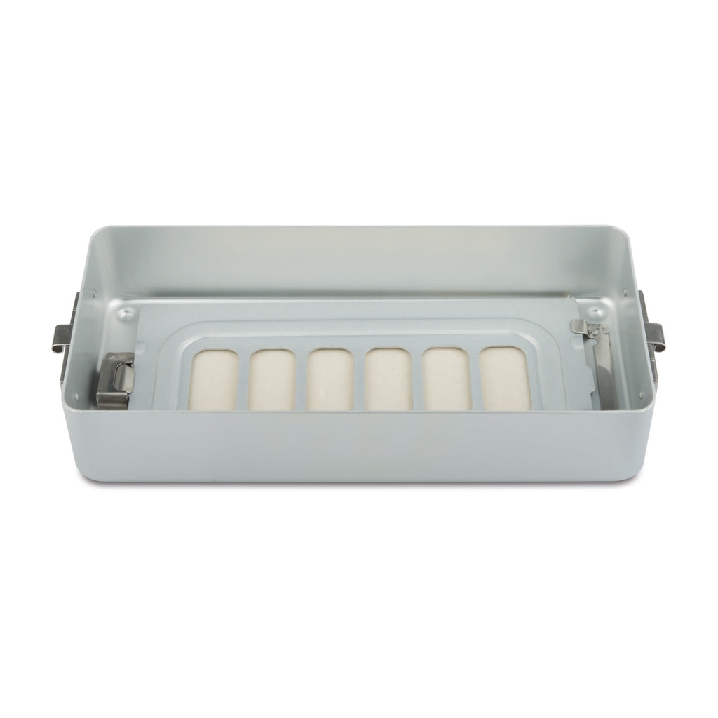 [500617] Base de 6 cm de haut pour petit récipient, perforée, 300 x 140 x 60 mm, grise