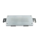 Silver lid for small set container, perforated, 305 x 140 x 20 mm, with paper filter and holder for labels