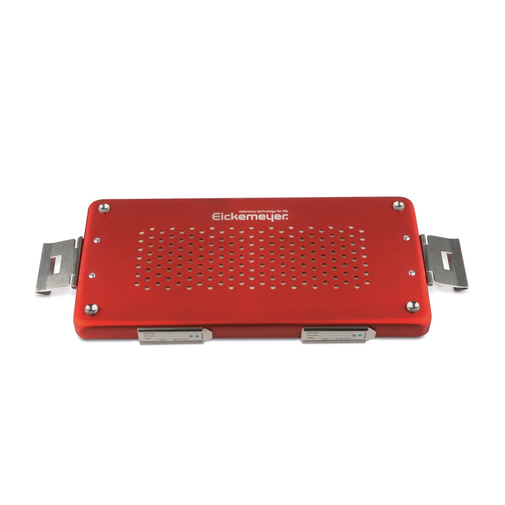 [500712] Red lid for small set container, perforated, 305 x 140 x 20 mm, with paper filter and holder for labels