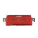 Red lid for small set container, perforated, 305 x 140 x 20 mm, with paper filter and holder for labels