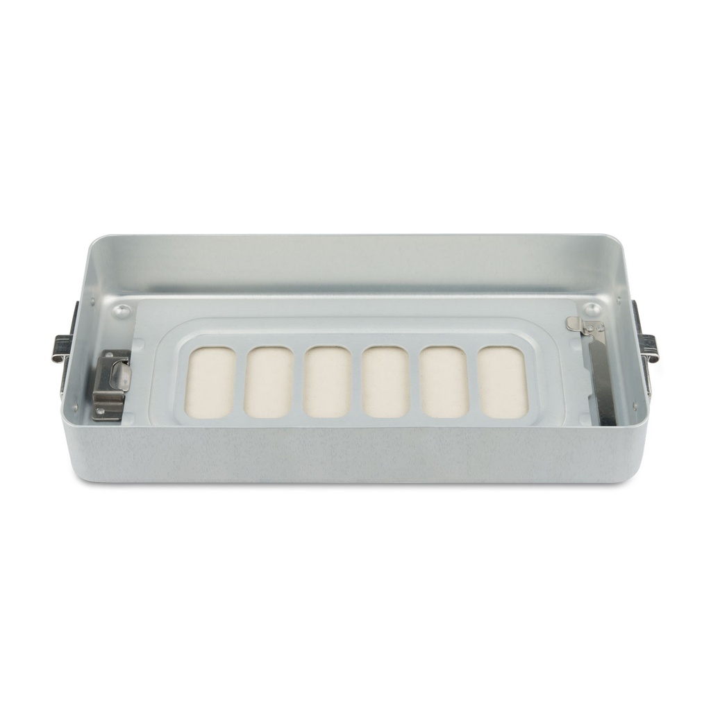 Base de 4,5 cm de hauteur pour petit récipient, perforée, 300 x 140 x 45 mm, grise