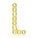 EEickLoxx Small Contour 2.2, placa en L derecha, 9 orificios, sistema 1,7/2,3 mm, amarillo, 18 x 39 mm