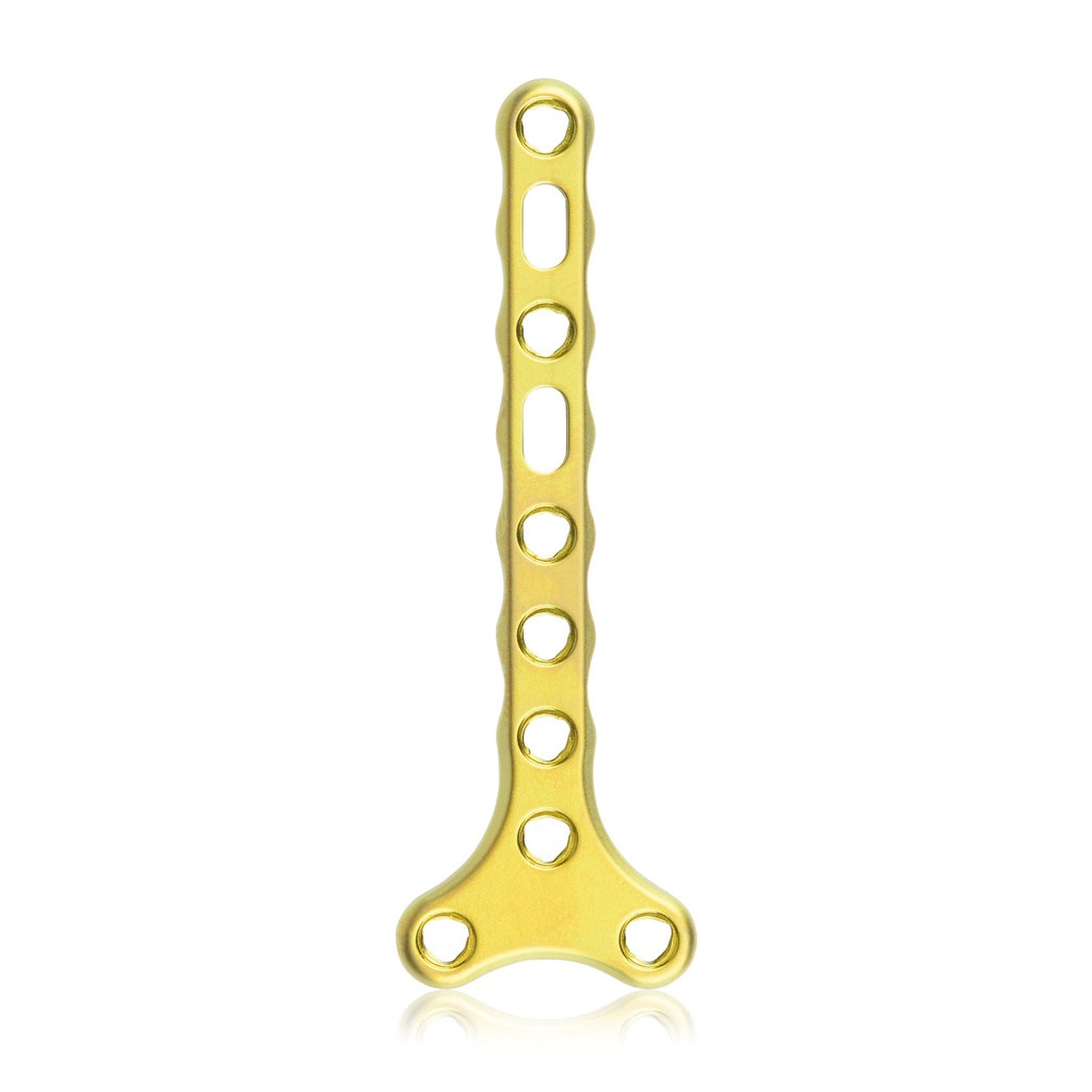 [197912] EickLoxx Small Contour 2.2, placa en T, 10 orificios, sistema 1,7/2,3 mm, amarillo, 18 x 54 mm.