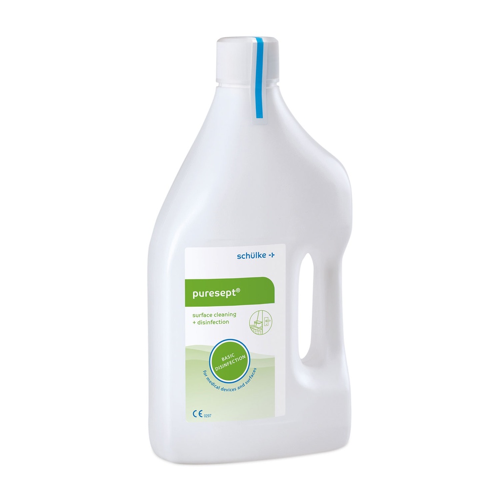 [307220] Schülke puresept, botella de 2 l, concentrado para la desinfección y limpieza básica de dispositivos médicos y superficies