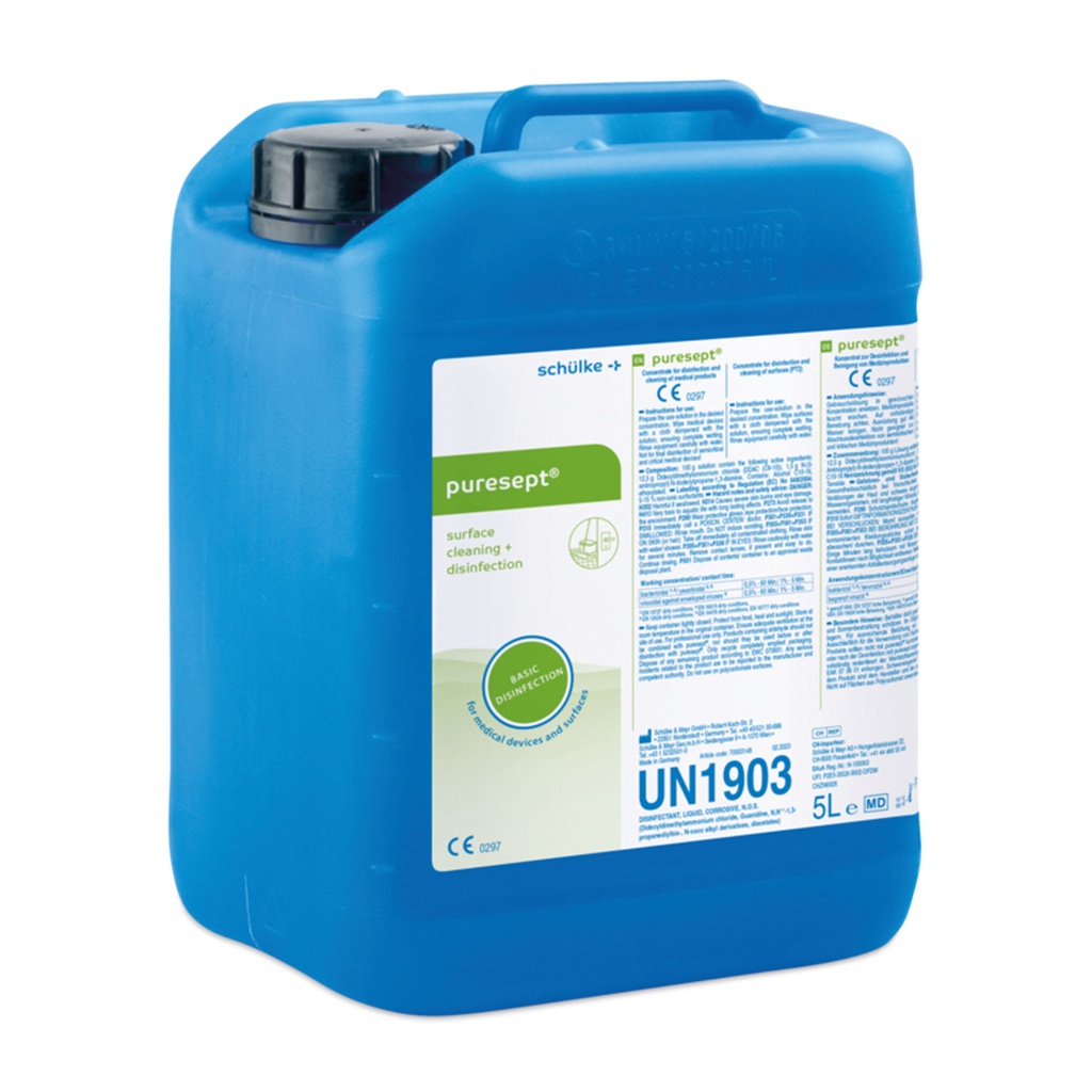 [307225] Schülke puresept, bidon de 5 l, concentré pour la désinfection de base et le nettoyage des dispositifs et surfaces médicaux