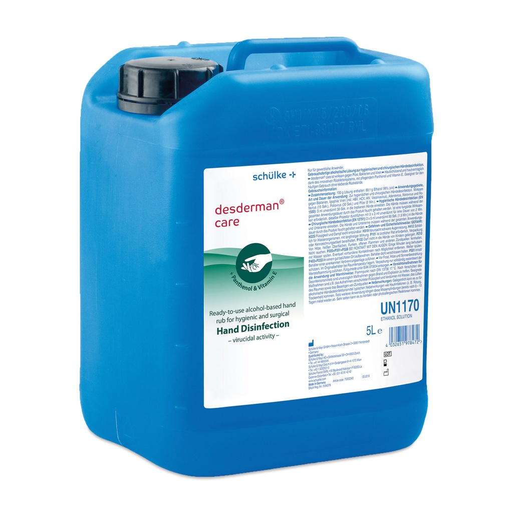 Schülke desderman care, 5 l canister, ethanol-based hand disinfectant with nourishing panthenol