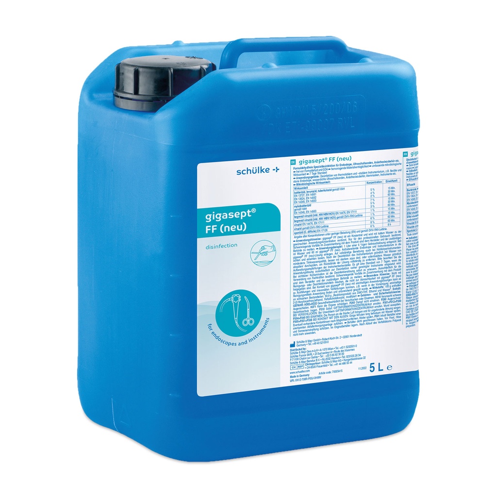 Schülke gigasept FF nuevo, bidón de 5 l, desinfección manual de instrumental quirúrgico y médico sensible