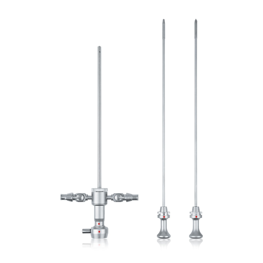 [30423001] Tige d'arthroscopie, L = 17,4 cm, pour endoscopes Ø = 2,7 mm, avec 2 robinets d'irrigation, avec 2 obturateurs