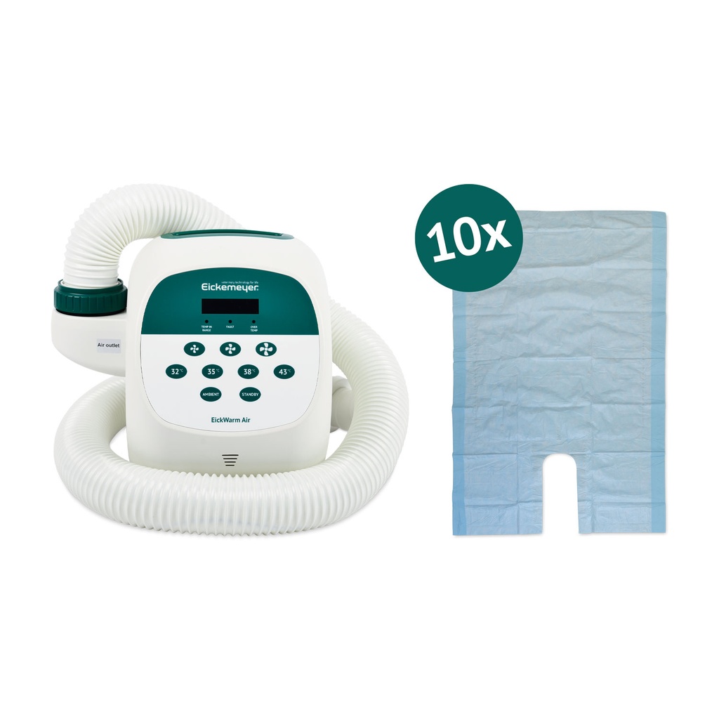 EickWarm Air - Sistema de calentamiento veterinario que incluye 10 mantas térmicas desechables, 1450 x 1020 mm