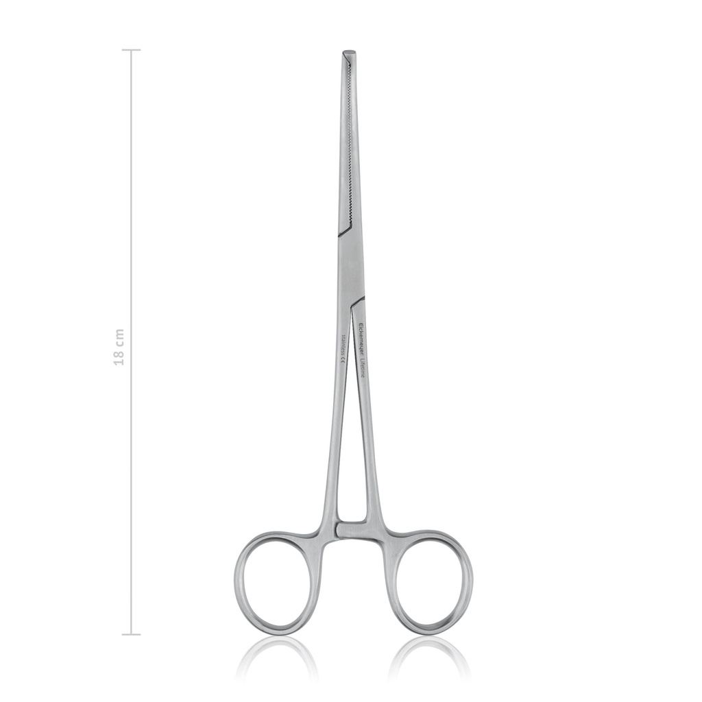 Pinza hemostatica con dientesKocher-Ochsner18 cm, curvado,1x2 dientes,