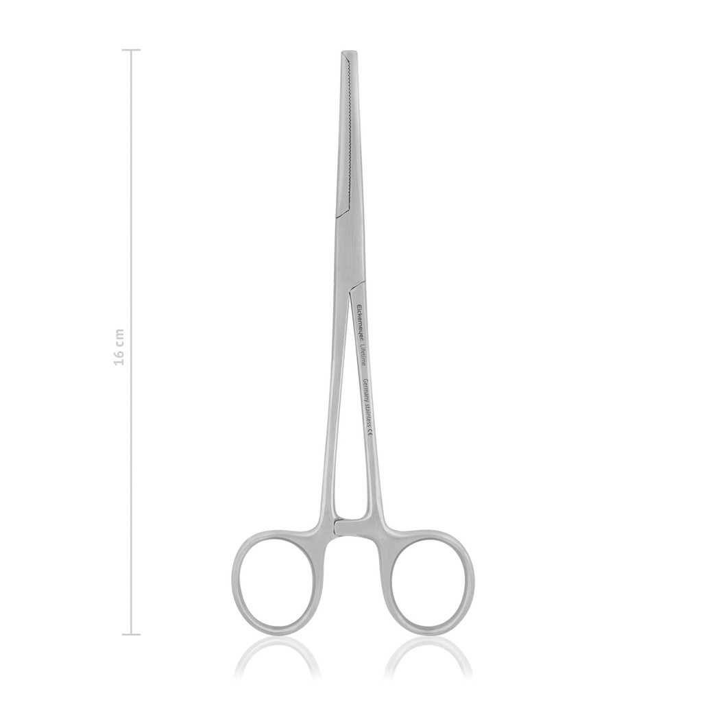 Pinza hemostatica con dientesKocher-Ochsner, 16 cm,  recto,1x2  dientes