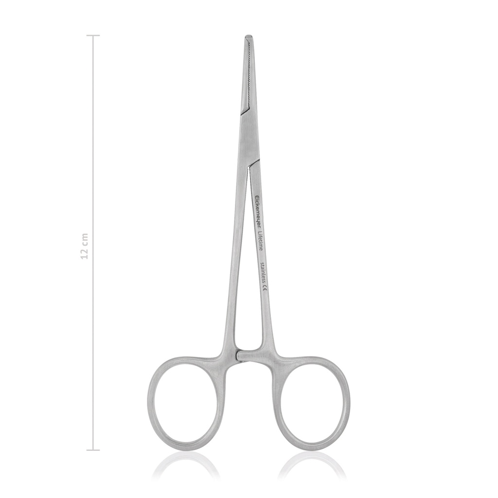 Pinza hemostatica delicada12 cm , curvado, 1x2 dientes,