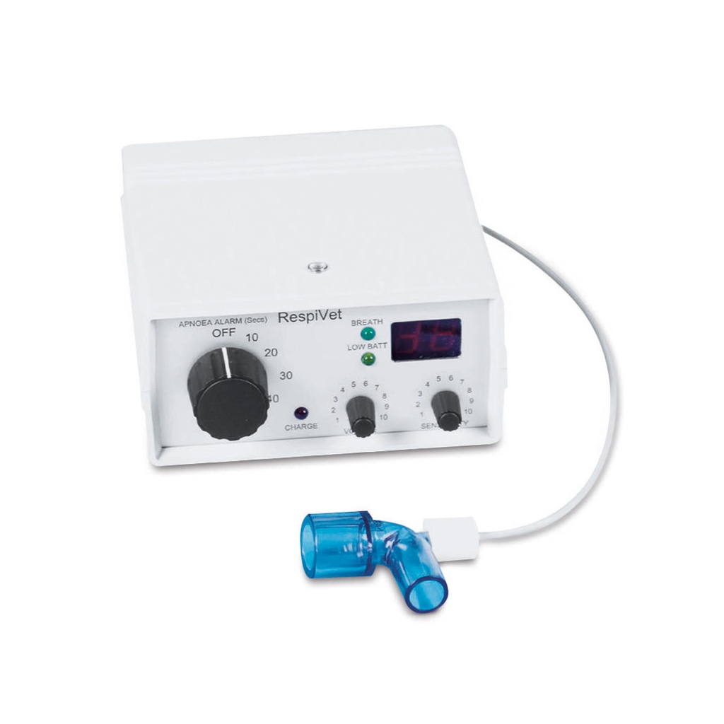 [217100] Sistema de monitorización respiratoria RespiVet completo con adaptador de corriente, conector giratorio y sensor