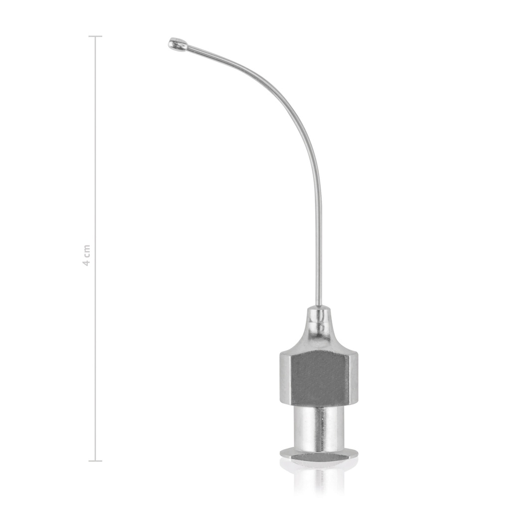 [440905] Canule oculaire boutonnée courbée, Luer Konus, 0,6 x 33 mm