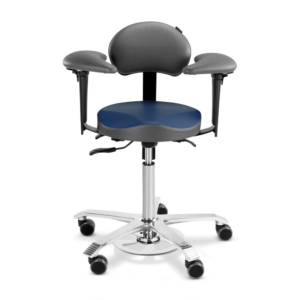 Silla de apoyo con reposa brazo y soporte lumbar, especialmente para oftalmólogos
