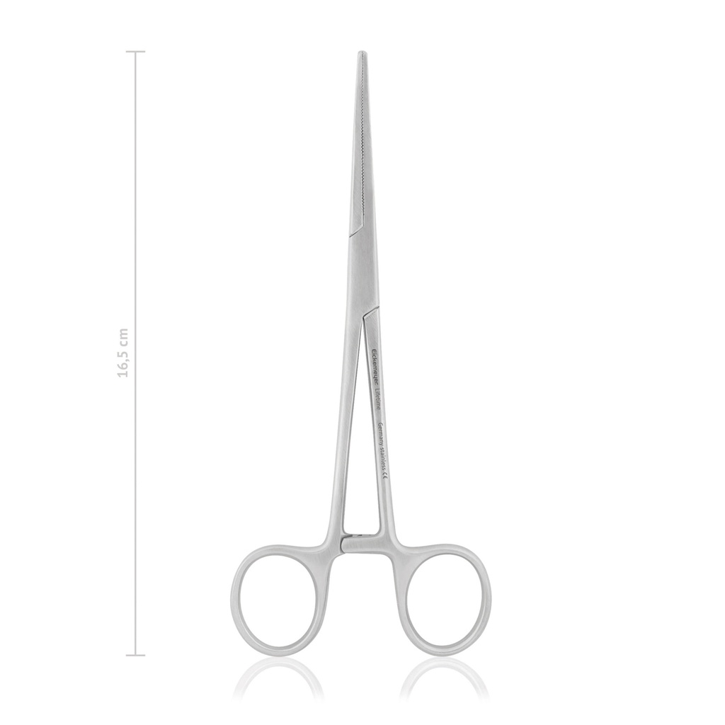 Intestinal forceps DOYEN, serrated, 16,5 cm, curved