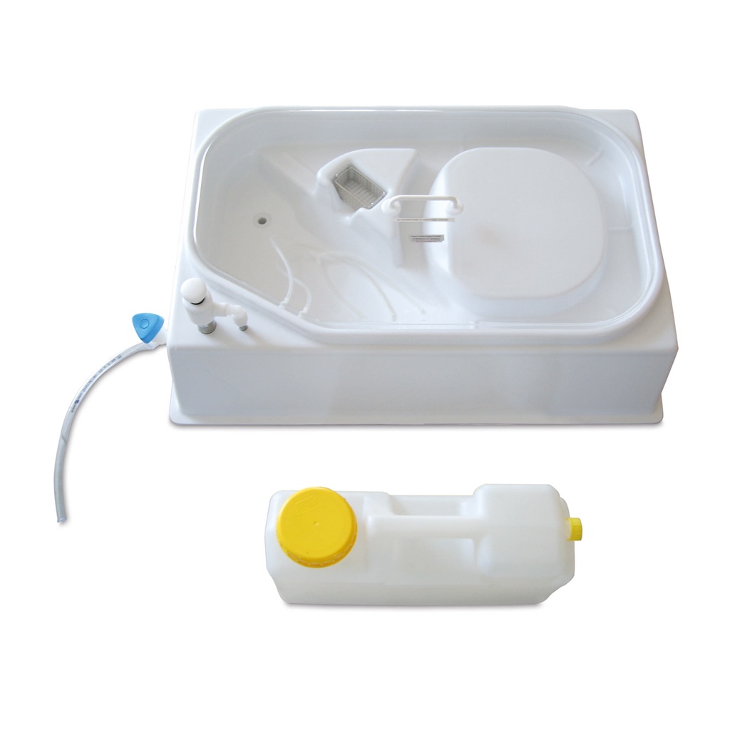 [307361] Bandeja de desinfección para endoscopios, modelo de sobremesa, con bomba manual de plástico ABS resistente a productos químicos 79 x 52 x 32 cm, para todos los endoscopios insertables hasta L = 300 cm