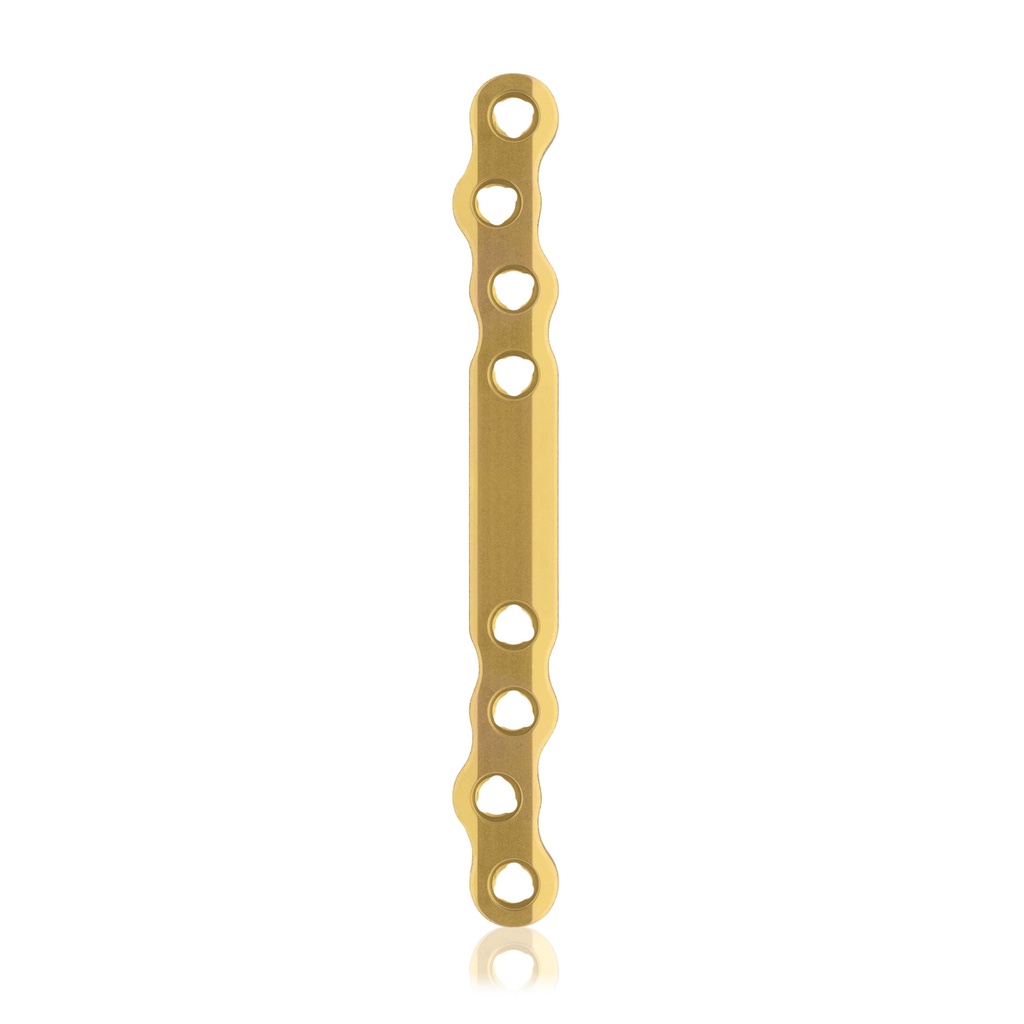 Placa ósea EickLoxx tipo S, 8 orificios, 100 x 11 x 4,5 mm, titanio, oro