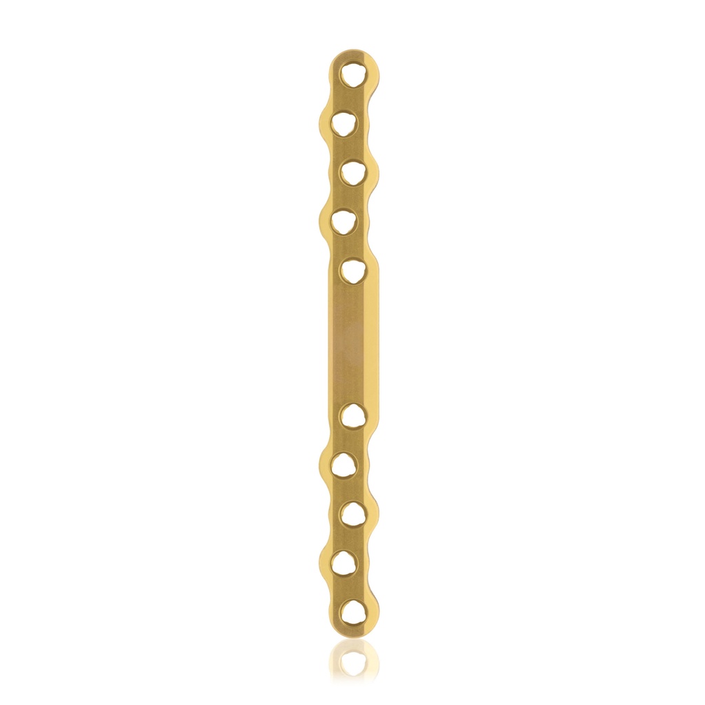[187755] Placa ósea EickLoxx S-Type de 10 orificios, 120 x 11 x 4,5 mm, titanio, oro