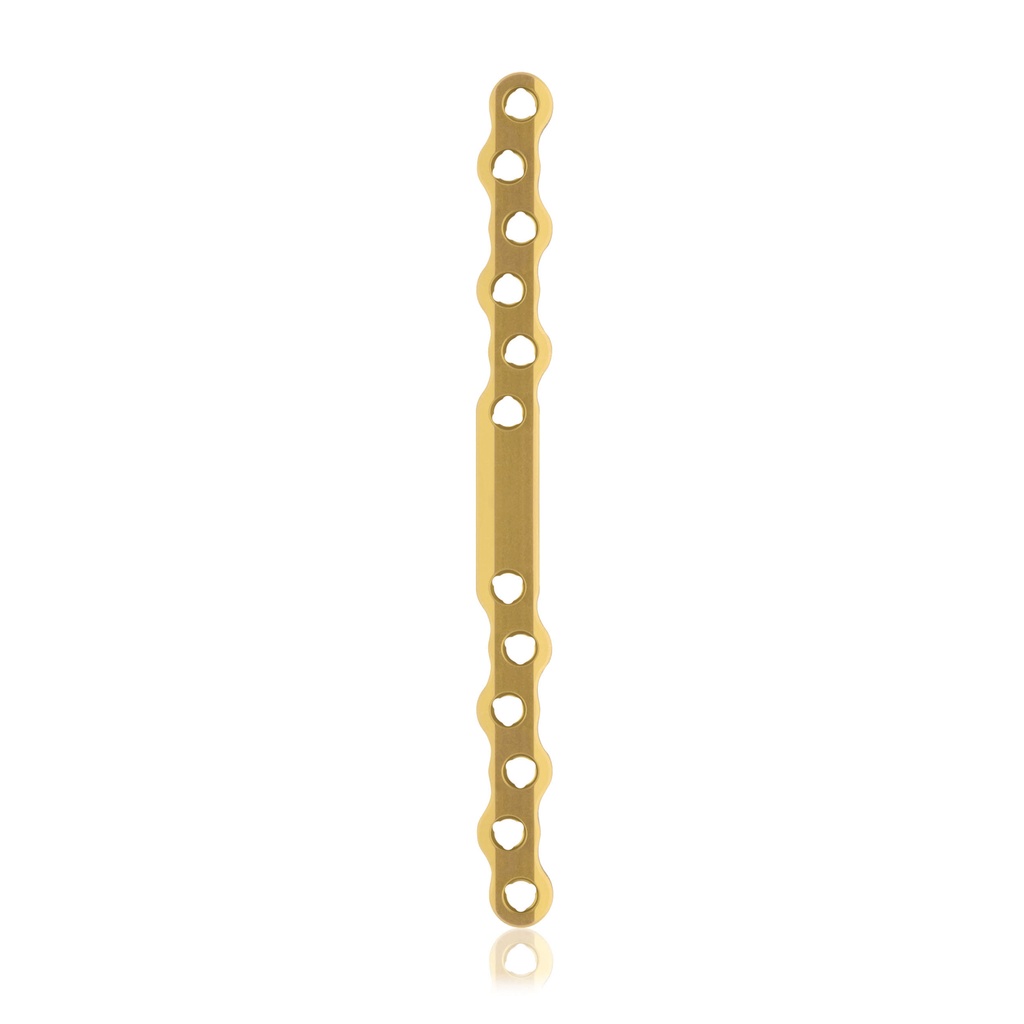 EickLoxx S-Type bone plate 12 hole, 140 x 11 x 4.5mm, titanium, gold 