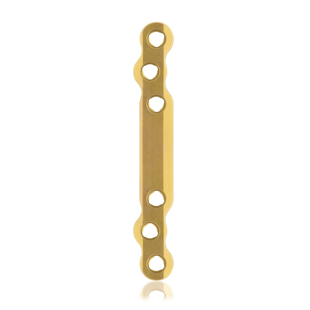 [187751] Placa ósea EickLoxx tipo S de 6 orificios, 80 x 11 x 4,5 mm, titanio, dorado