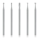 Carbide drill set for handpiece attachment consisting of rose bur size 18, conical bur size 14+23, conical bur size 12+21