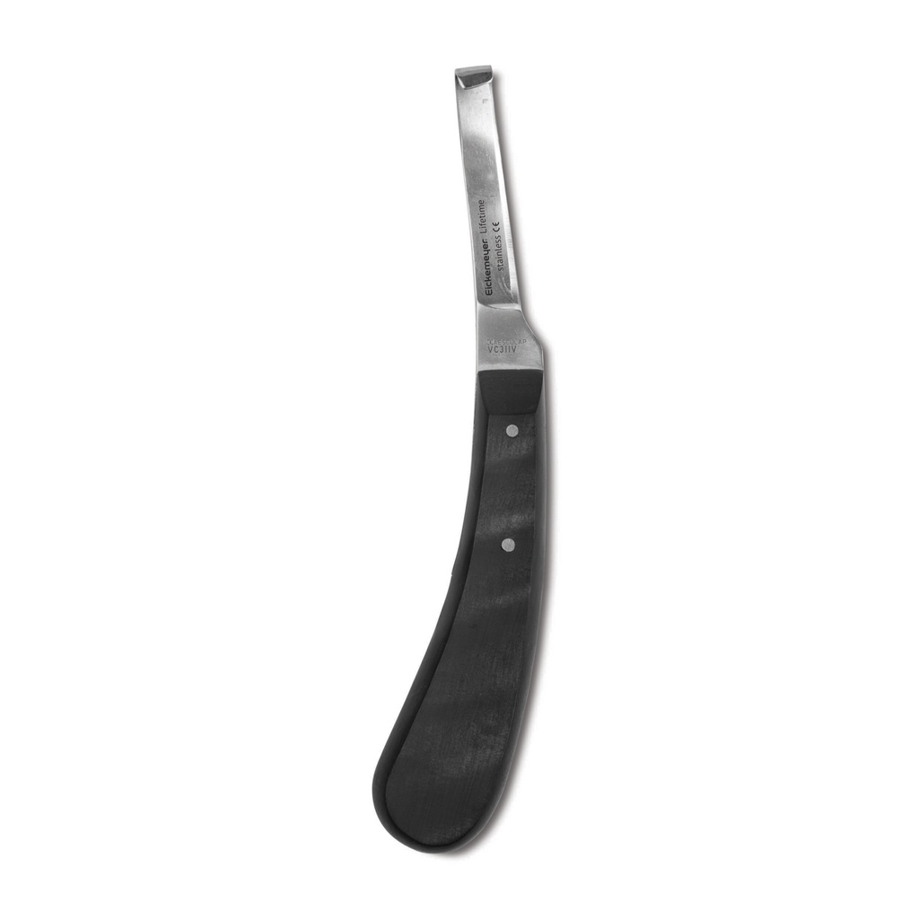 [860719] Cuchillo para pezuñas con mango de ébano, izquierda, estrecho