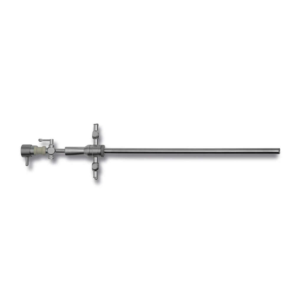 [304346] Tube d'hystéroscopie, pour endoscopes Ø = 4 mm, L = 30,2 cm, avec canal de travail Ø = 2,3 mm (séparé), avec 2 robinets de rinçage