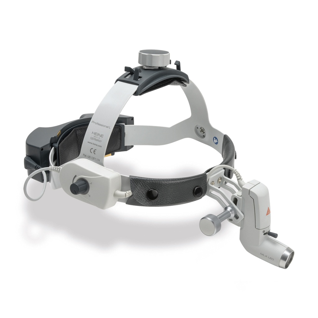 Lámpara frontal LED ML4 UNPLUGGED con diadema Professional L, incluye mPack desenchufado y transformador de enchufe