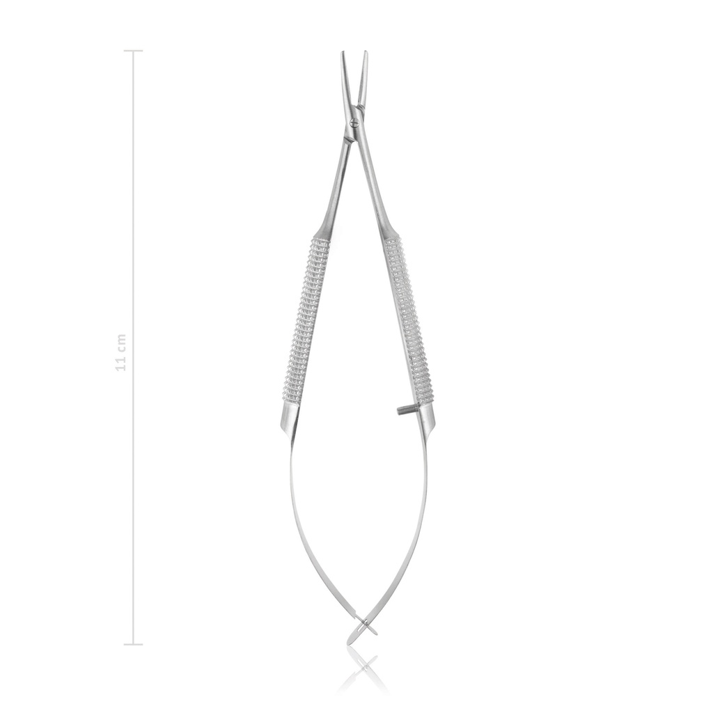 [173011] Porta-aguja, Barraque, 11 cm, curvadomango redondo sin enclavamiento