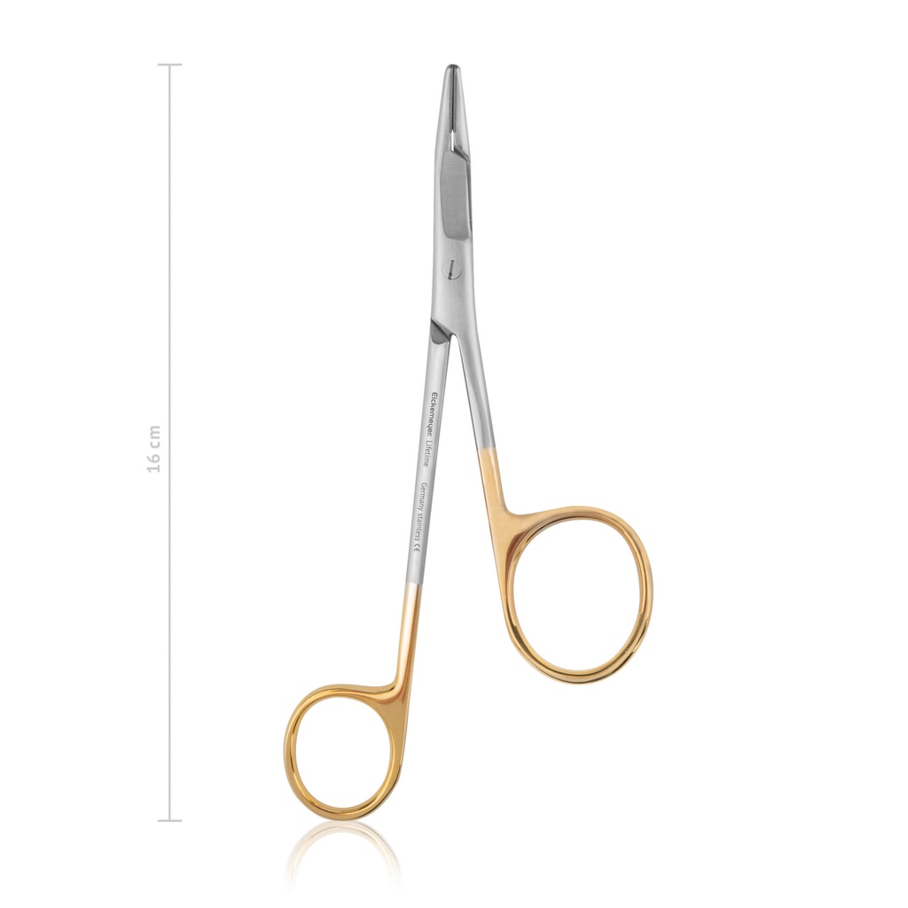 [153016] Porta-aguja, Gillies, 16 cm, con tijera