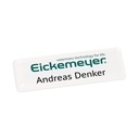 Name tag Plexiglass, two-line, 75x25mm, octagon, font "TIMES", with magnet 