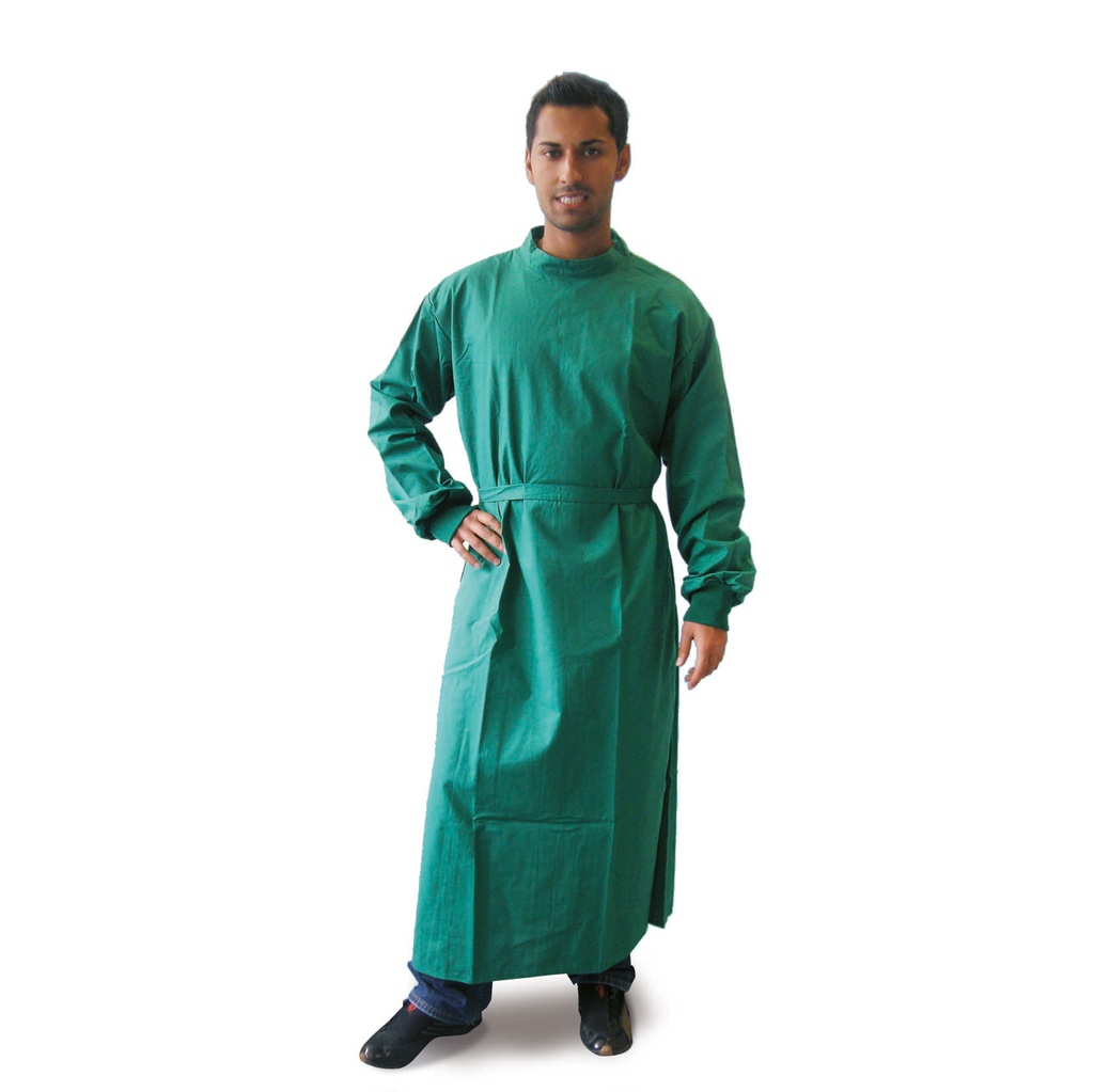 [940703] Bata quirúrgica Hanover, talla 3, verde bosque, talla mujer 46/48, talla hombre 52/54, con puños de punto, esterilizable en autoclave, 100% algodón