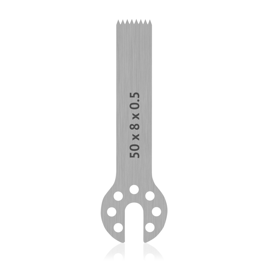 [196140] Lame de scie OrthoVet Plus Aesculap - monture, taille : L 50 x I 8,0 x H 0,4 mm, acier inoxydable