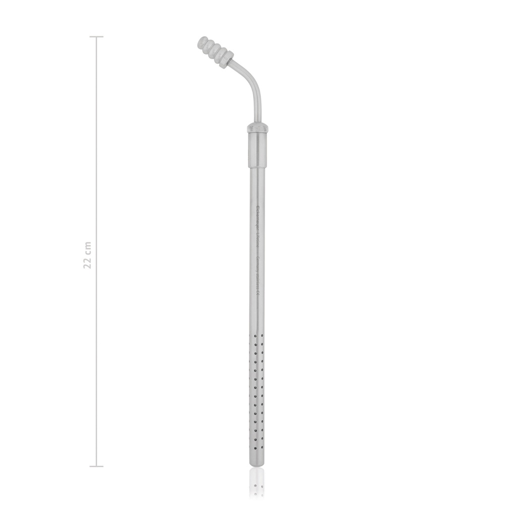 Canule aspiration POOLE longueur 22 cm, 8 mm courbée