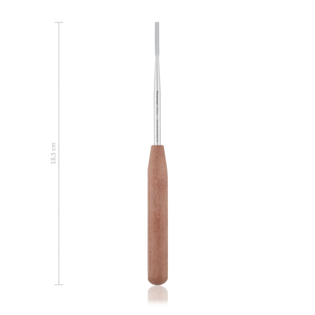 [166018] Rugine-raspatoire 18,5 cm, 3mm, tranchante, avec manche plastique