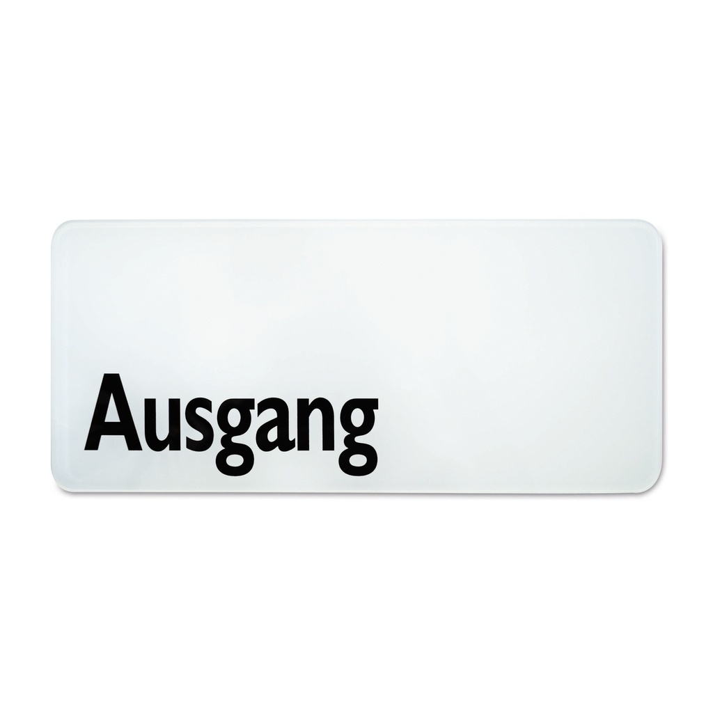 "Sign with symbol Ausgang"", 30 x 13,5 cm, black/white 