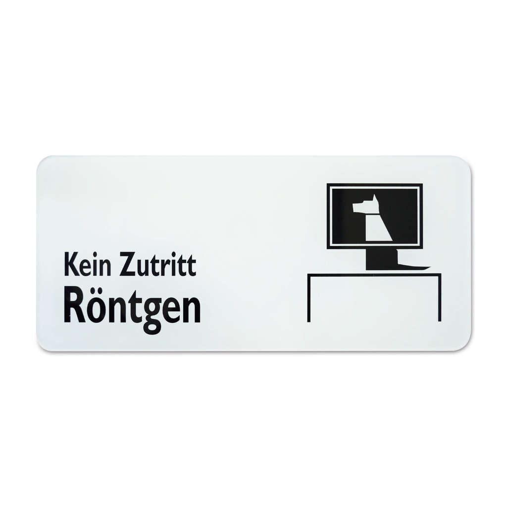 Panneau symbole "interdiction d´entrer radiographie" 30 x 13,5 cm, noir/blanc