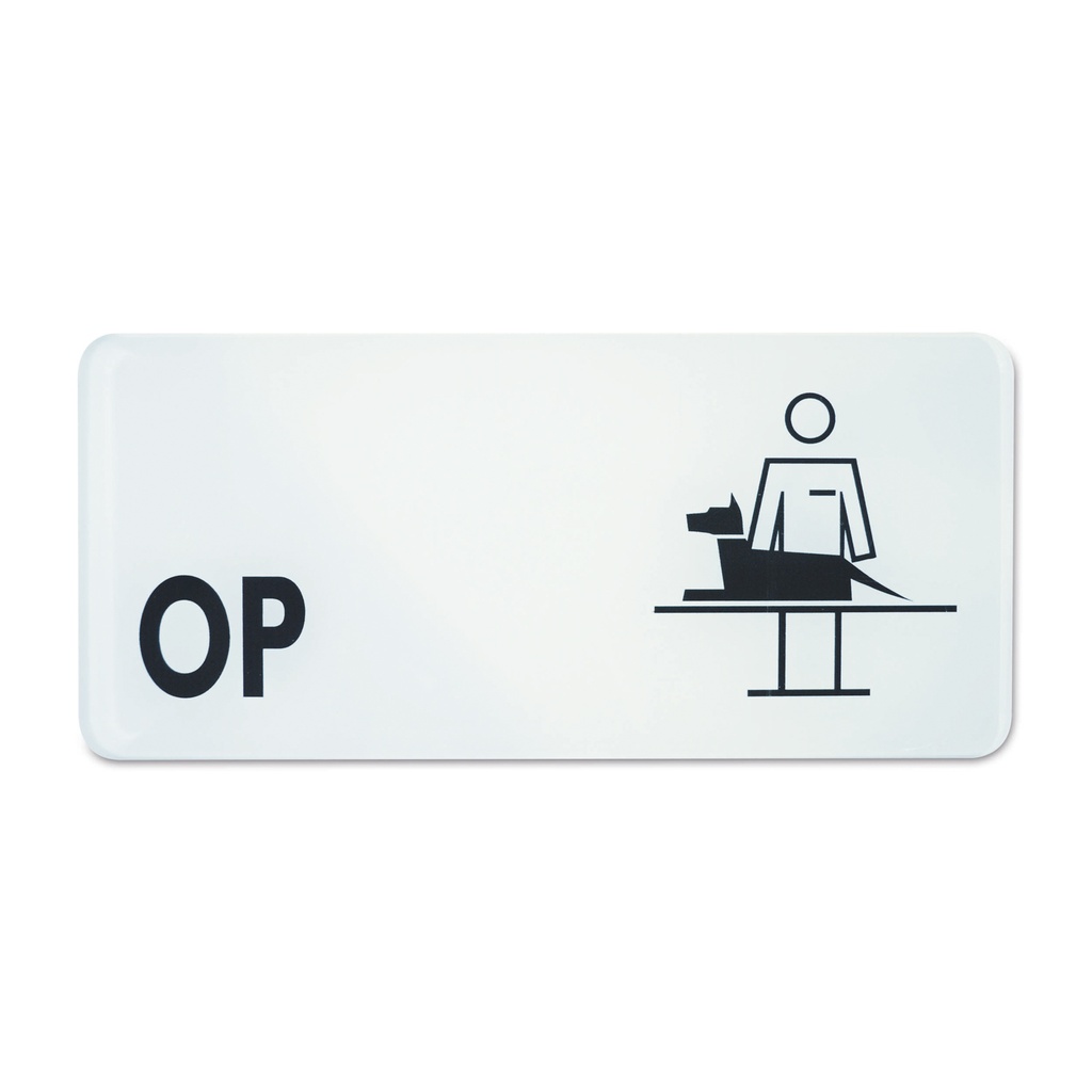Panneau symbole "OP" 30 x 13,5 cm noir/blanc
