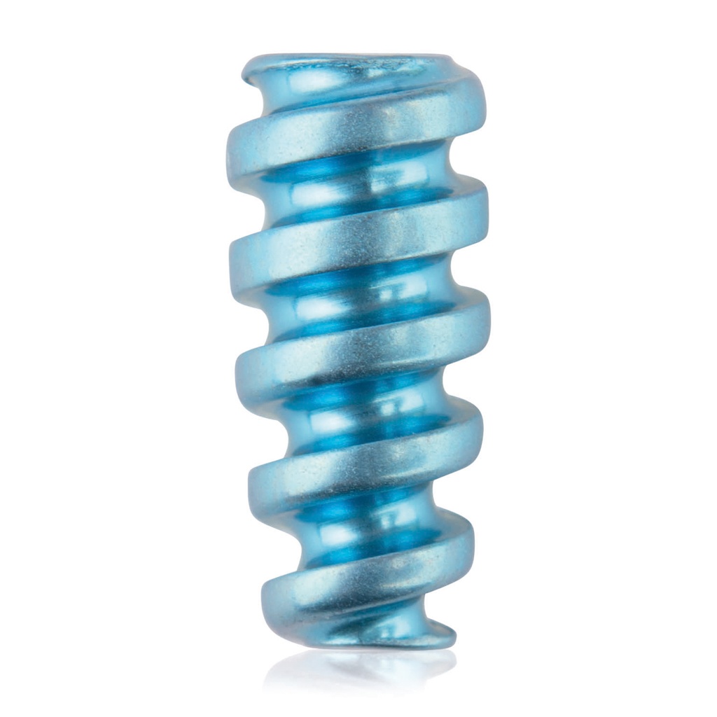 [191538] Tornillo de interferencia de titanio, forma de cañón, 1,1/Ø3,5/8,0 mm, HEX 2.0, azul claro