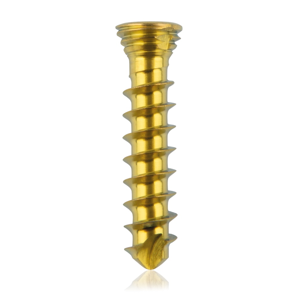 Tornillo de bloqueo de titanio Ø2.3x12mmmultidireccional, dorado, Torx 6autoperforante, autorroscante