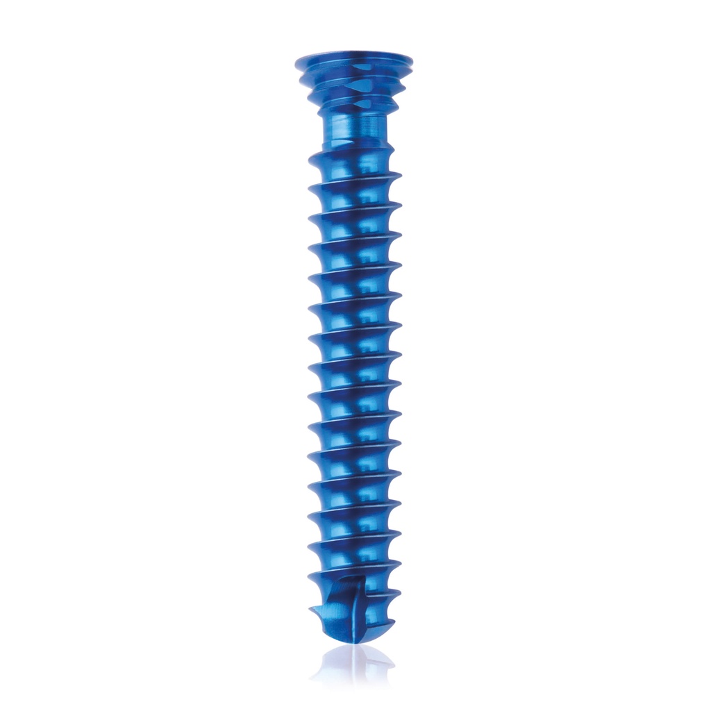 [185597] Titán zárócsavar Ø4,0 × 24 mm, szögstabil, többirányú, kék, Torx 10, önfúró, önmetsző