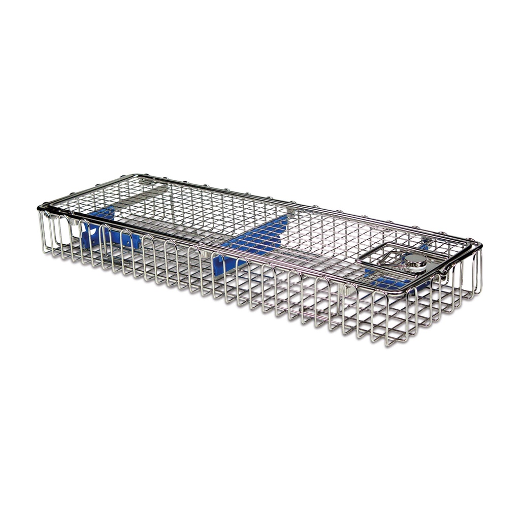 Cesta de tamiz universal para endoscopia para laparoscopia, 460 x 160 x 52 mm, con tapa y elementos de fijación ajustables