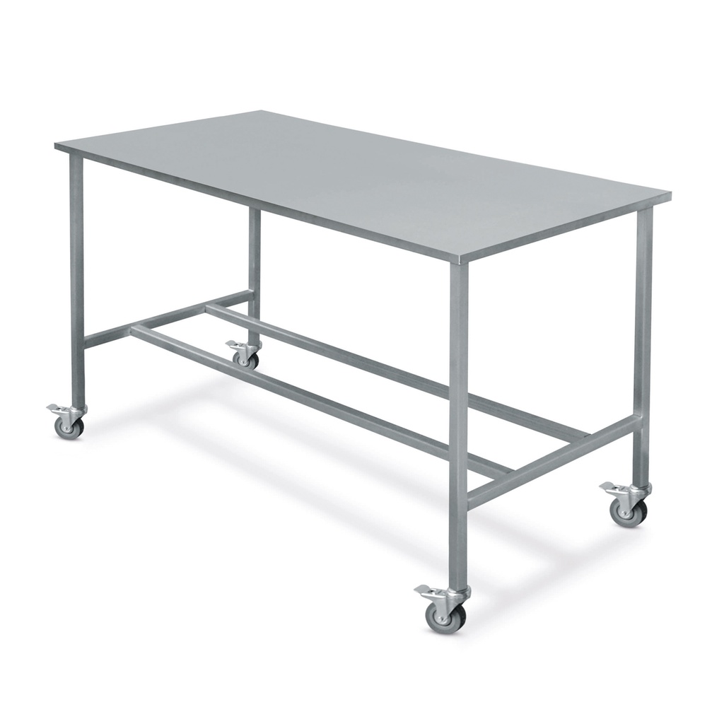 [600366] Table de consultation sur roulettes Version tout inox: Plateau plat inox Cette table est livrée démontée.
